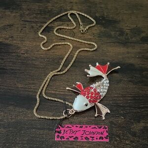 Betsey Johnson Red and Gold Fish Necklace
